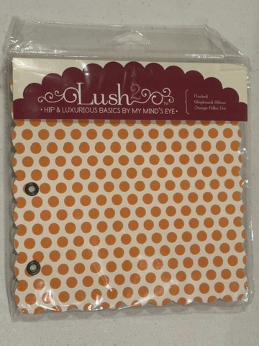 NEW My Mind's Eye Lush 2 Orange Polka Dot Flocked Chipboard Album 8"x 8"